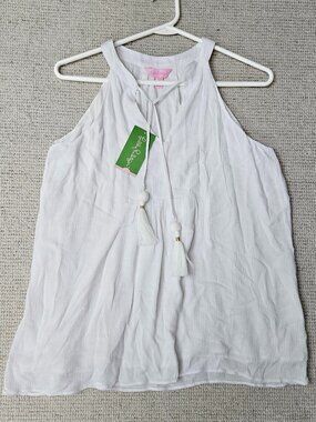 Lilly Pulitzer Avery Top Sleeveless Blouse White XS NEW with make-up marks FLAW